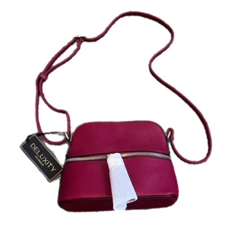Deluxity Los Angeles Crossbody Bag Vegan Purse Brick Red